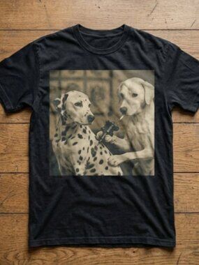 Vintage Tattoo Dog Graphic Tee Funny Y2K Aesthetic Streetwear Shirt